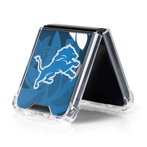 NFL Detroit Lions Tropical Print Galaxy Z Flip5 5G Clear Case