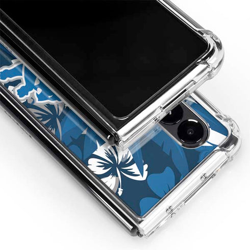 NFL Detroit Lions Tropical Print Galaxy Z Fold4 5G Clear Case