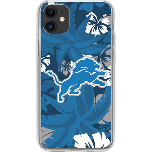 NFL Detroit Lions Tropical Print iPhone 11 Clear Case