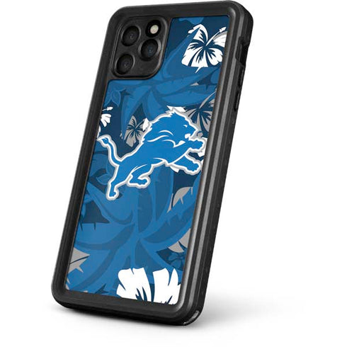 NFL Detroit Lions Tropical Print iPhone 11 Pro Waterproof Case
