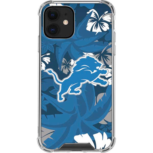 NFL Detroit Lions Tropical Print iPhone 12 Clear Case