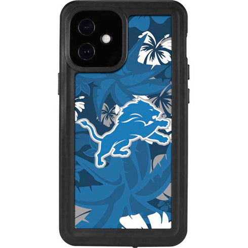 NFL Detroit Lions Tropical Print iPhone 12 Mini Waterproof Case