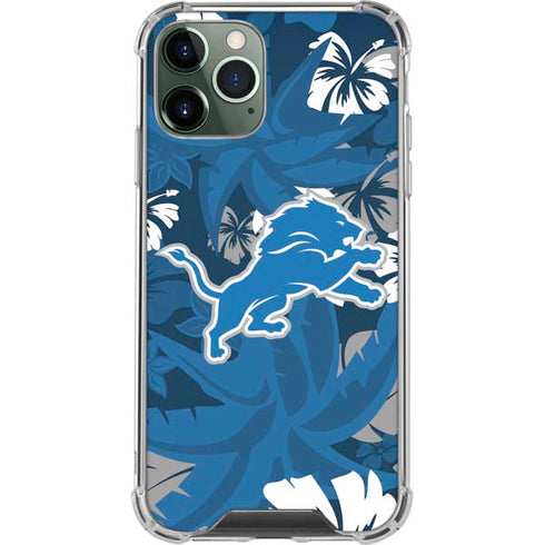NFL Detroit Lions Tropical Print iPhone 12 Pro Clear Case