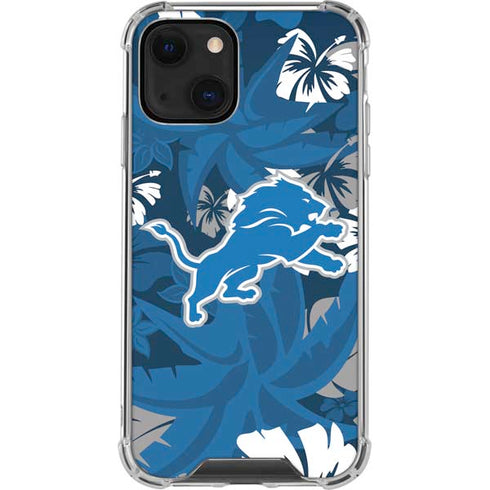 NFL Detroit Lions Tropical Print iPhone 14 Clear Case