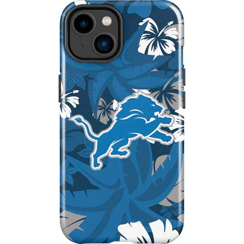 NFL Detroit Lions Tropical Print iPhone 14 Plus Impact Case
