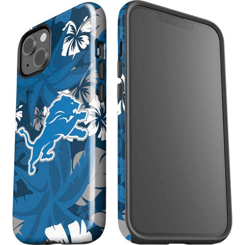 NFL Detroit Lions Tropical Print iPhone 14 Plus Impact Case