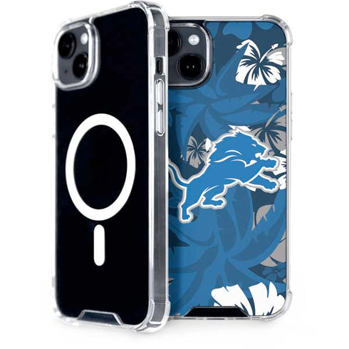 NFL Detroit Lions Tropical Print iPhone 15 Plus MagSafe Case
