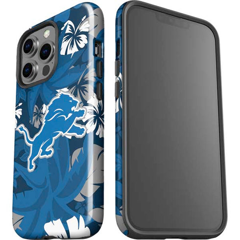 NFL Detroit Lions Tropical Print iPhone 15 Pro Impact Case