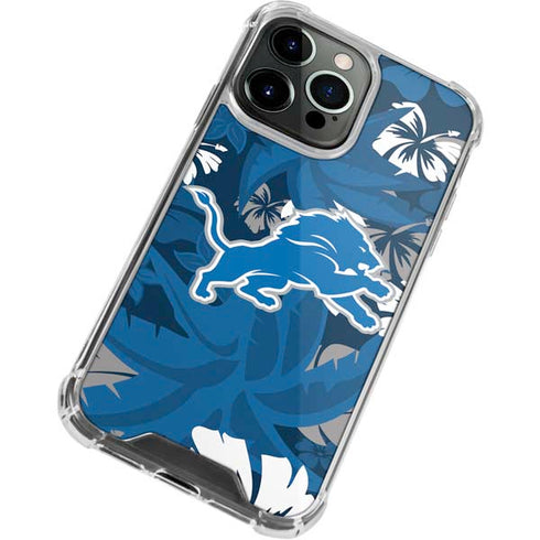NFL Detroit Lions Tropical Print iPhone 15 Pro Max Clear Case