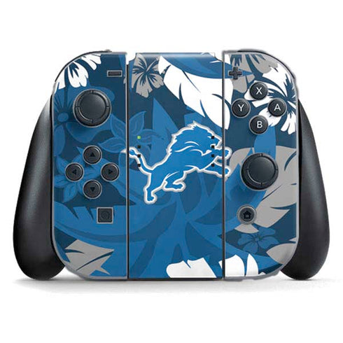 NFL Detroit Lions Tropical Print Nintendo Switch (2017-2021) Joy-Con Controller Skin