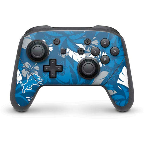 NFL Detroit Lions Tropical Print Nintendo Switch Pro Controller Skin