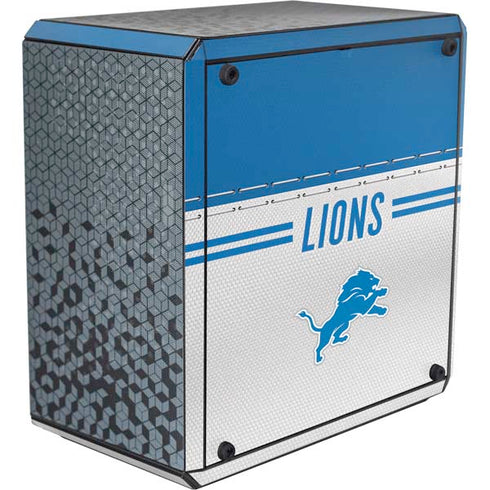 NFL Detroit Lions White Striped Cooler Master MasterBox Q300L Mini Tower Skin