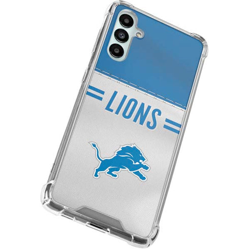 NFL Detroit Lions White Striped Galaxy A15 5G Clear Case