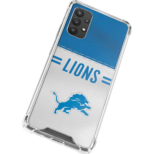 NFL Detroit Lions White Striped Galaxy A32 5G Clear Case
