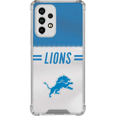 NFL Detroit Lions White Striped Galaxy A53 5G Clear Case