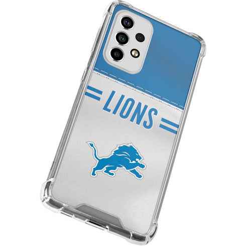 NFL Detroit Lions White Striped Galaxy A53 5G Clear Case
