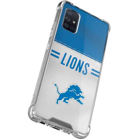 NFL Detroit Lions White Striped Galaxy A71 5G Clear Case