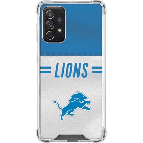 NFL Detroit Lions White Striped Galaxy A72 5G Clear Case