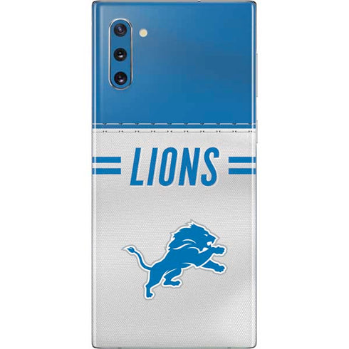 NFL Detroit Lions White Striped Galaxy Note 10 Skin