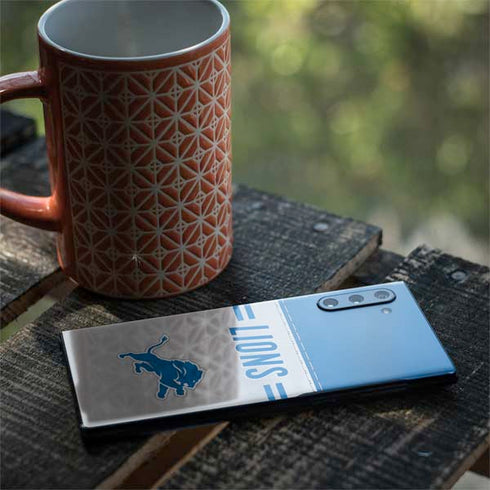 NFL Detroit Lions White Striped Galaxy Note 10 Skin