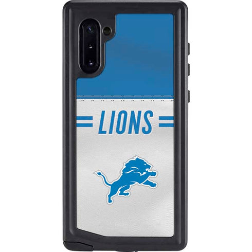 NFL Detroit Lions White Striped Galaxy Note 10 Waterproof Case