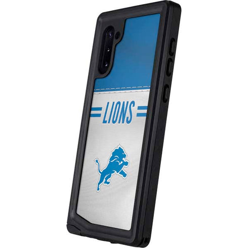 NFL Detroit Lions White Striped Galaxy Note 10 Waterproof Case