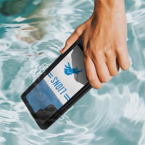 NFL Detroit Lions White Striped Galaxy Note 10 Waterproof Case