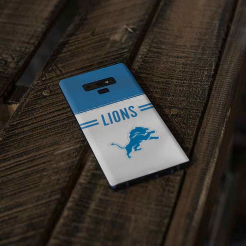 NFL Detroit Lions White Striped Galaxy Note 9 Skin