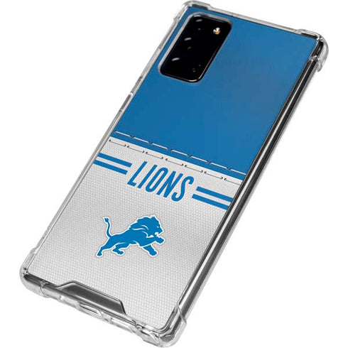NFL Detroit Lions White Striped Galaxy Note20 5G Clear Case