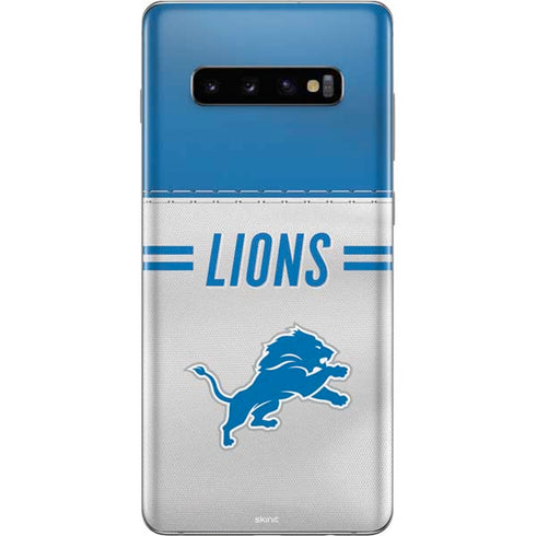 NFL Detroit Lions White Striped Galaxy S10 Plus Skin