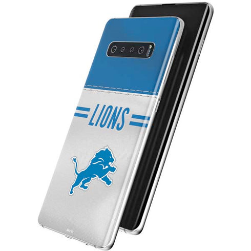 NFL Detroit Lions White Striped Galaxy S10 Plus Skin