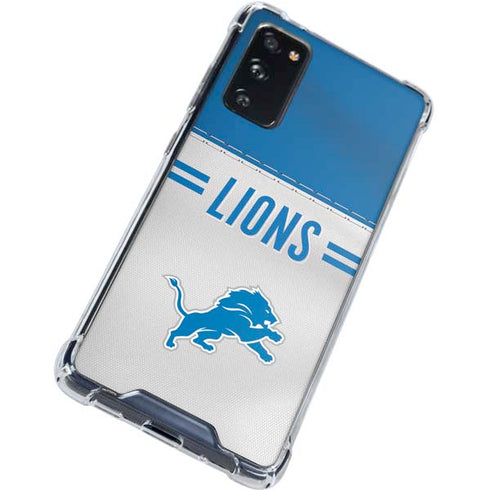NFL Detroit Lions White Striped Galaxy S20 FE Clear Case