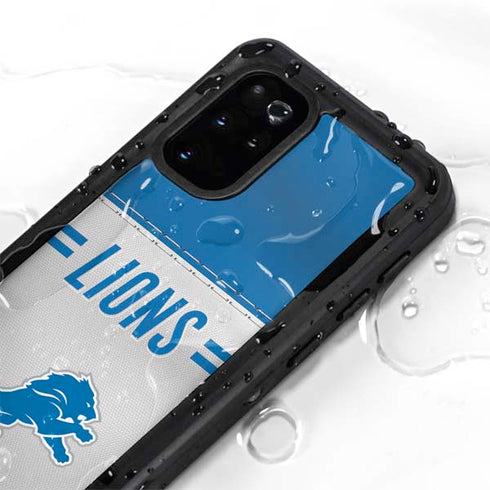 NFL Detroit Lions White Striped Galaxy S20 Plus Waterproof Case