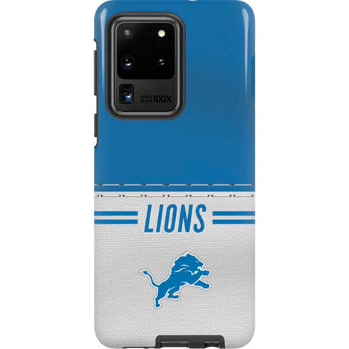NFL Detroit Lions White Striped Galaxy S20 Ultra 5G Pro Case
