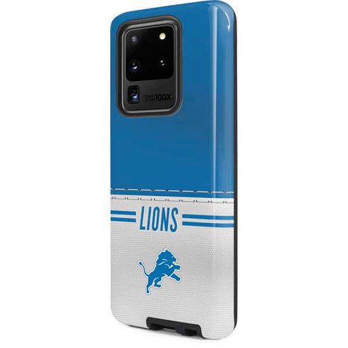 NFL Detroit Lions White Striped Galaxy S20 Ultra 5G Pro Case