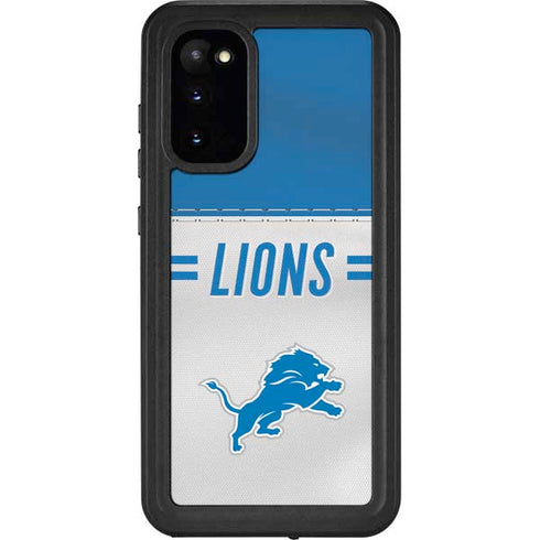 NFL Detroit Lions White Striped Galaxy S20 Waterproof Case