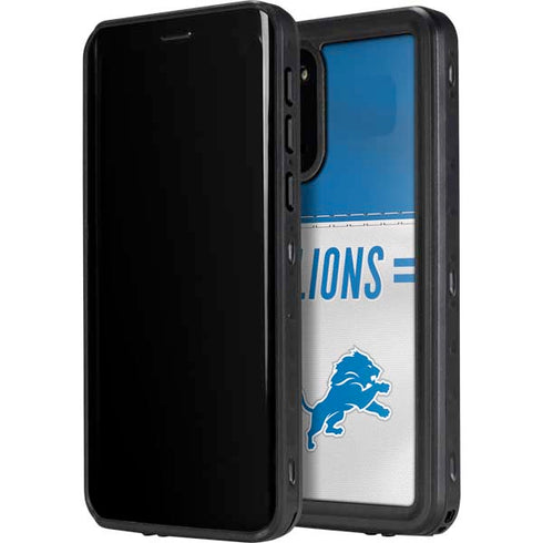 NFL Detroit Lions White Striped Galaxy S20 Waterproof Case