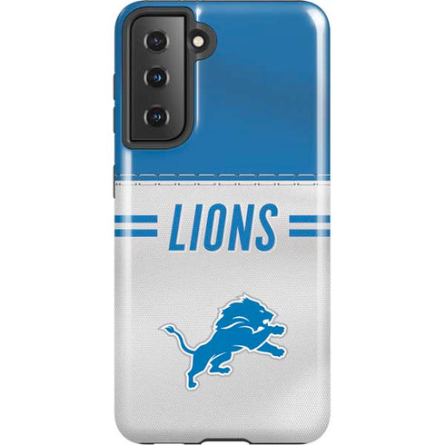 NFL Detroit Lions White Striped Galaxy S21 5G Pro Case