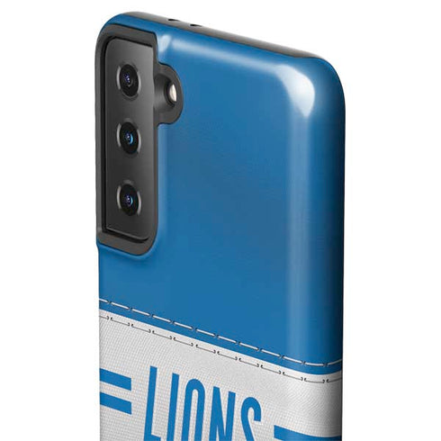 NFL Detroit Lions White Striped Galaxy S21 FE Pro Case