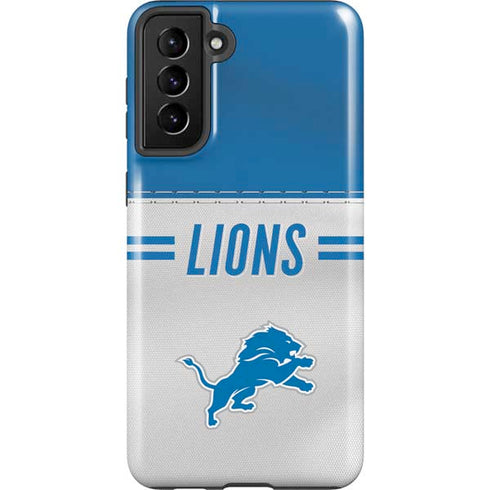 NFL Detroit Lions White Striped Galaxy S21 Plus 5G Pro Case