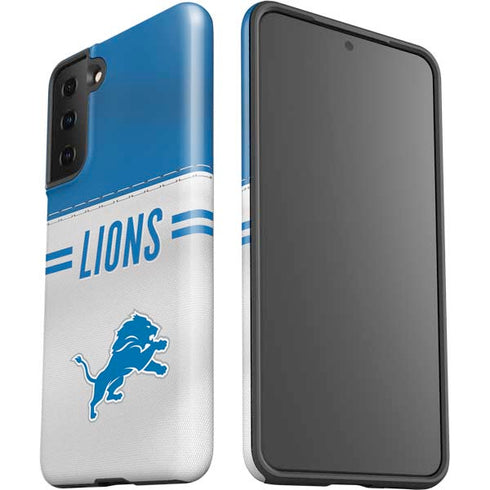 NFL Detroit Lions White Striped Galaxy S21 Plus 5G Pro Case
