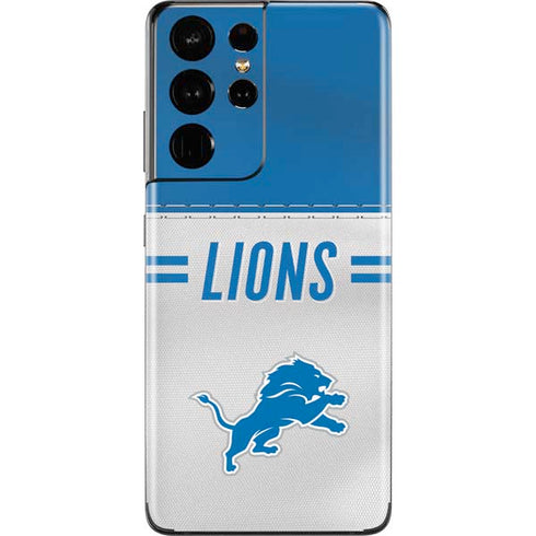 NFL Detroit Lions White Striped Galaxy S21 Ultra 5G Skin