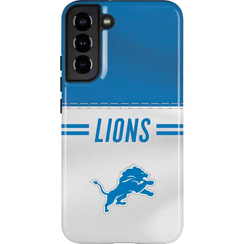 NFL Detroit Lions White Striped Galaxy S22 Plus Pro Case