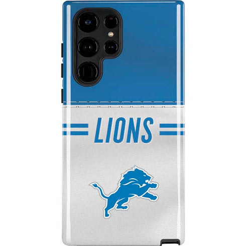 NFL Detroit Lions White Striped Galaxy S22 Ultra Pro Case