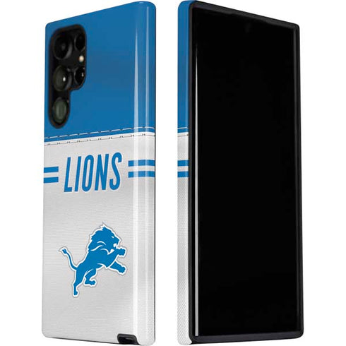 NFL Detroit Lions White Striped Galaxy S22 Ultra Pro Case