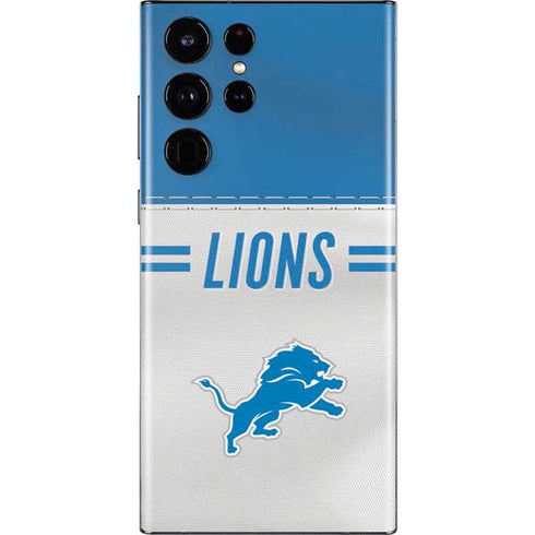 NFL Detroit Lions White Striped Galaxy S22 Ultra Skin