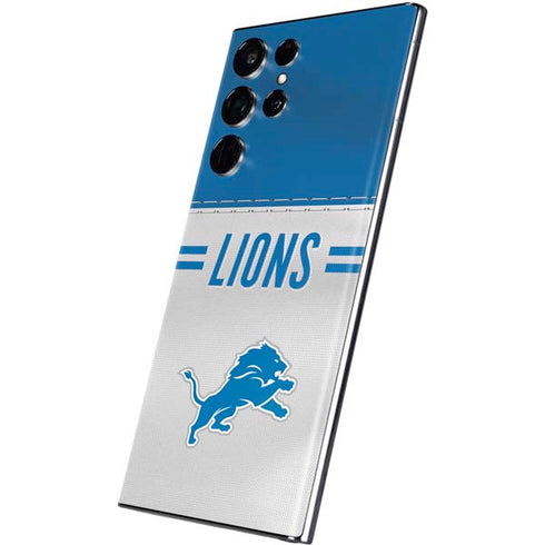 NFL Detroit Lions White Striped Galaxy S22 Ultra Skin