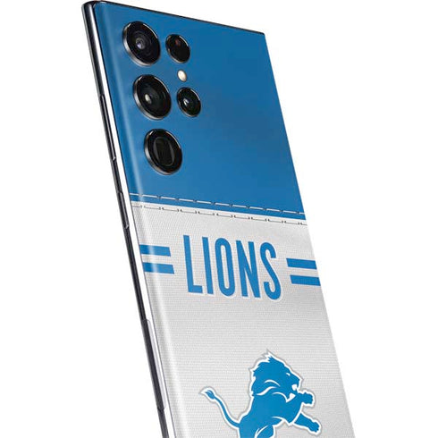 NFL Detroit Lions White Striped Galaxy S22 Ultra Skin