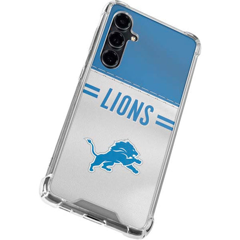 NFL Detroit Lions White Striped Galaxy S23 FE Clear Case