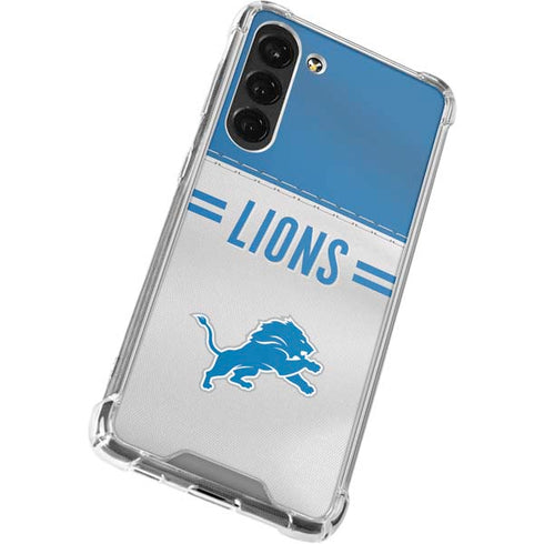 NFL Detroit Lions White Striped Galaxy S23 Plus Clear Case